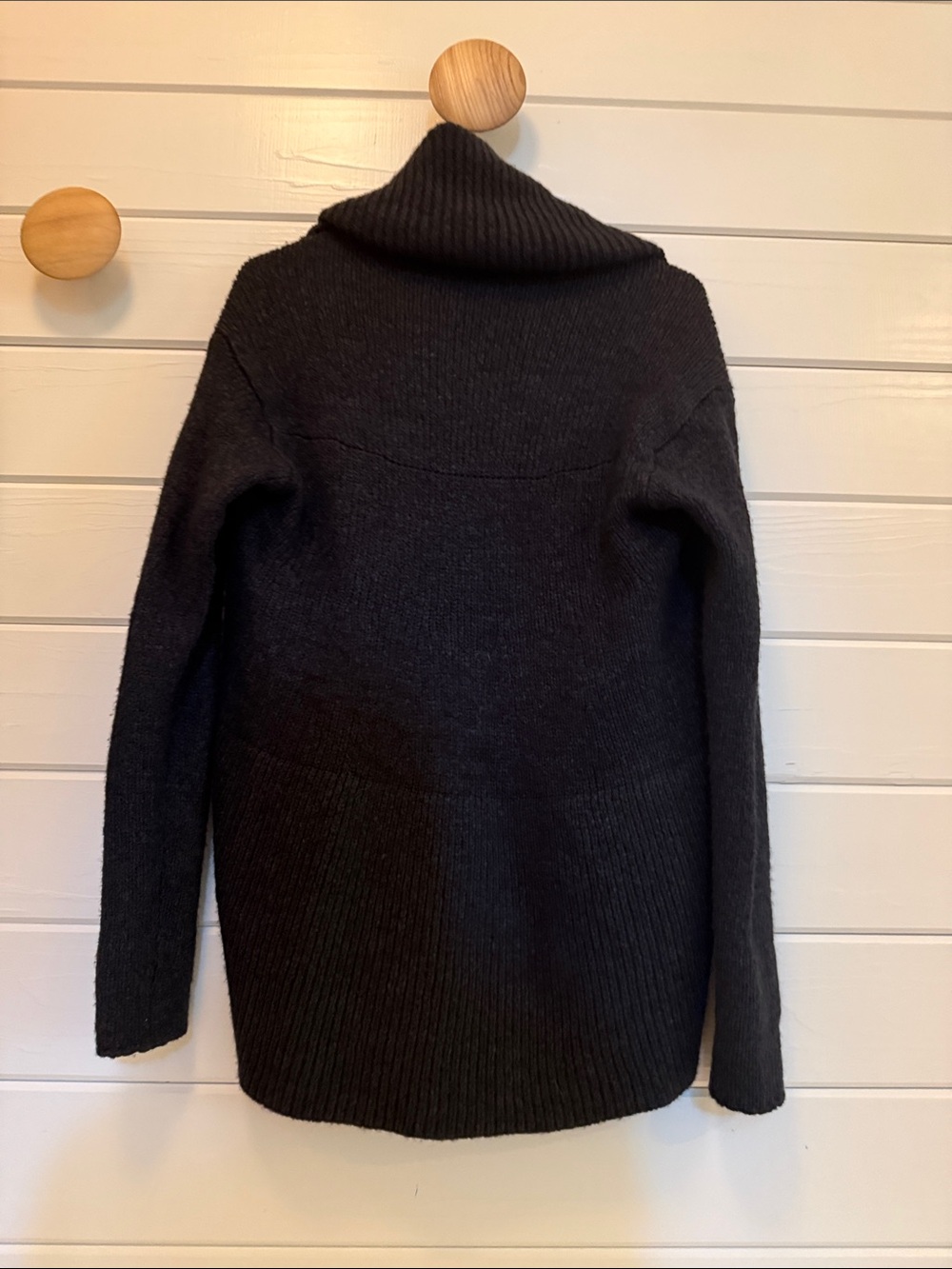 Vince Dark Charcoal Open-Front Ribbed Shawl Collar Cardigan in Wool/Cashmere - Picture 3 of 4